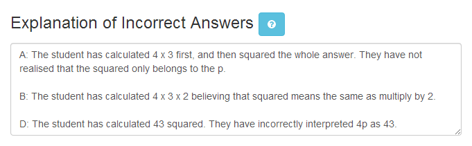 Explanation of incorrect answers example.