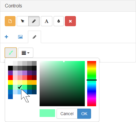 Diagnostic Questions editor pen tool colour selection